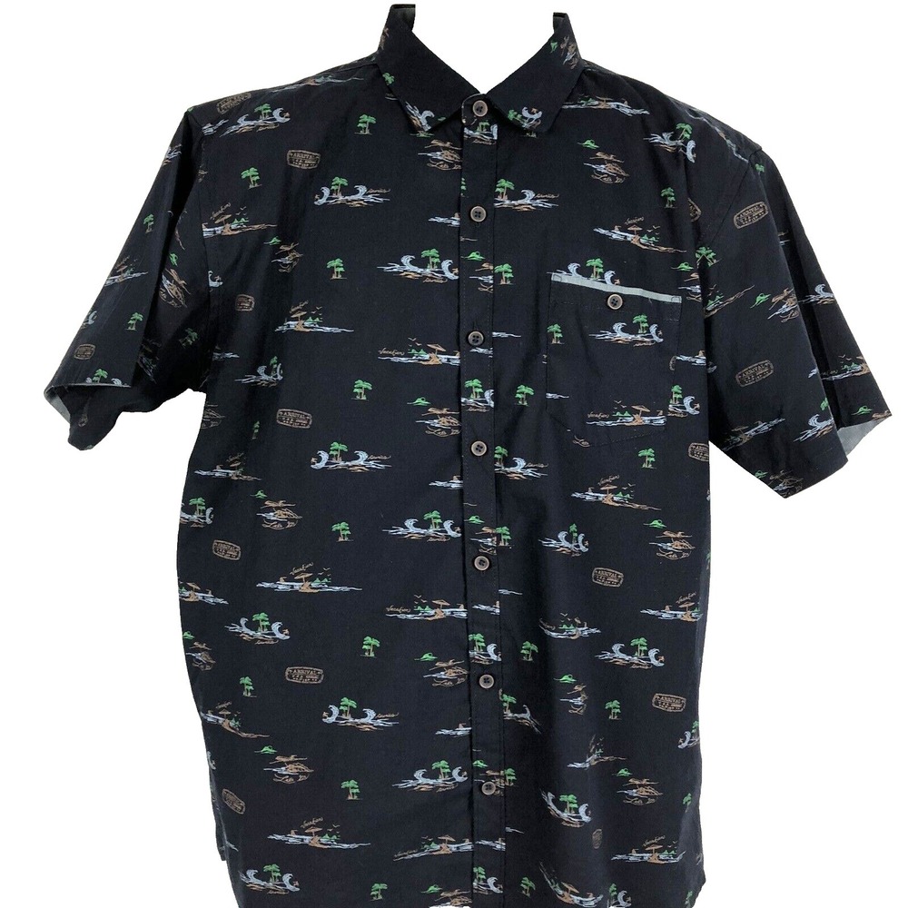 Nomad Button Shirt Men XL Blue Tropical Vacation‎ Beach Print